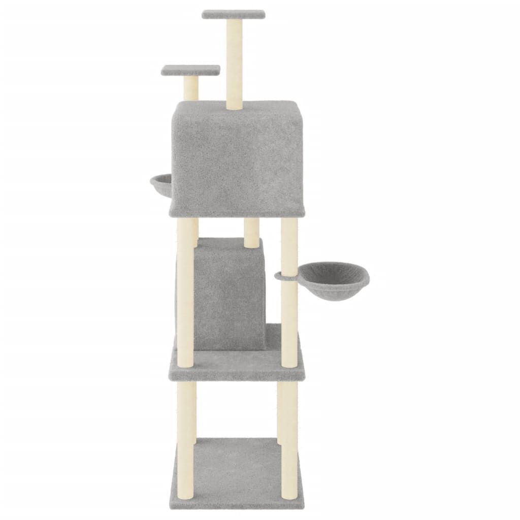 Vidaxl Rascador Para Gatos Con Postes De Sisal Gris Claro 180 Cm_3