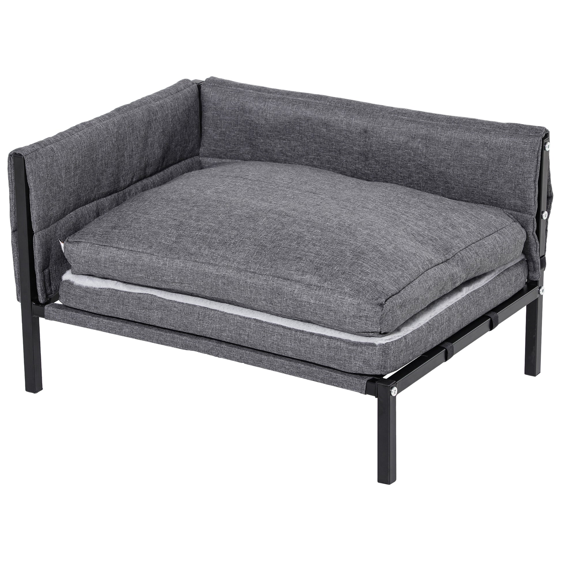 Pawhut Cama Para Perros Elevada Con Cojines Extraíbles Lavables 63,5x49x38,5 Cm_0