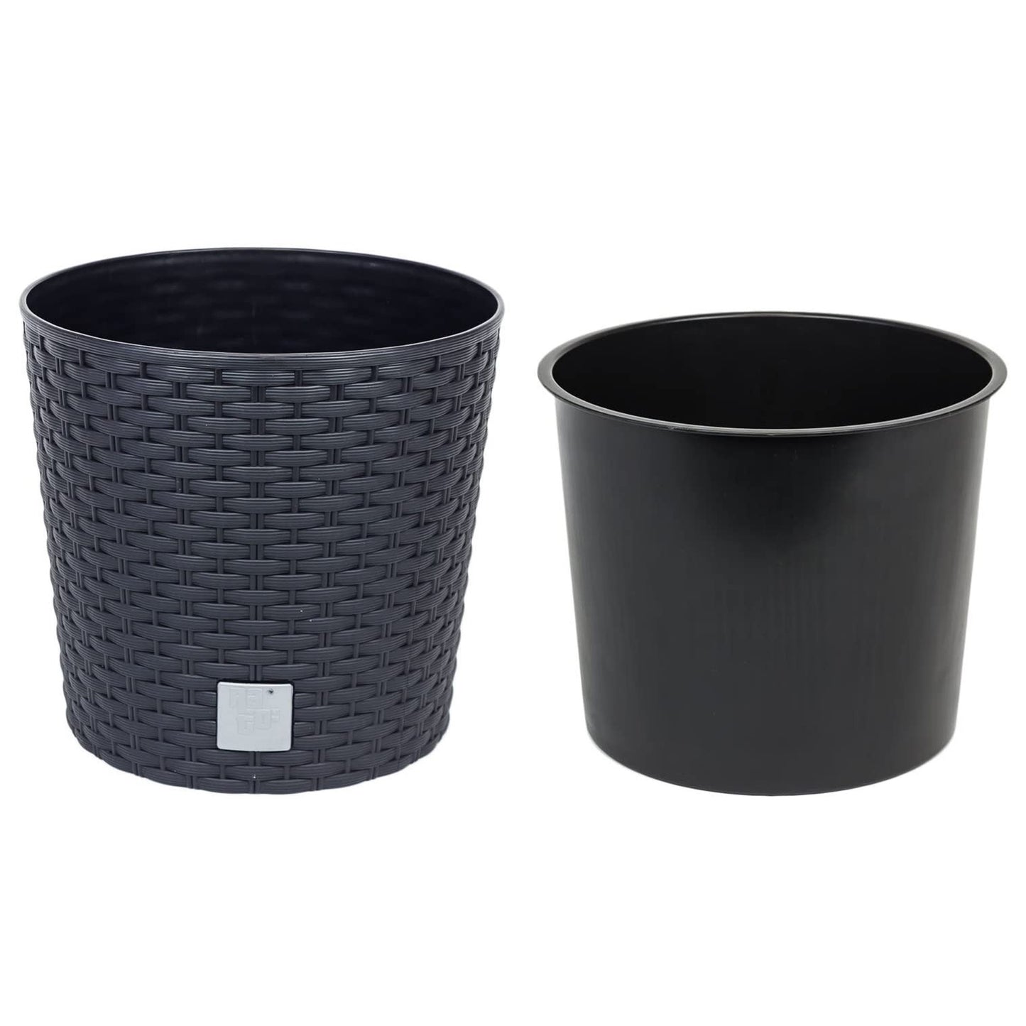 Maceta Redonda 4,7 Litros Rato Con Cubilete Para Plantar En Color Antracita 20 X 20 X 19 Cm_2