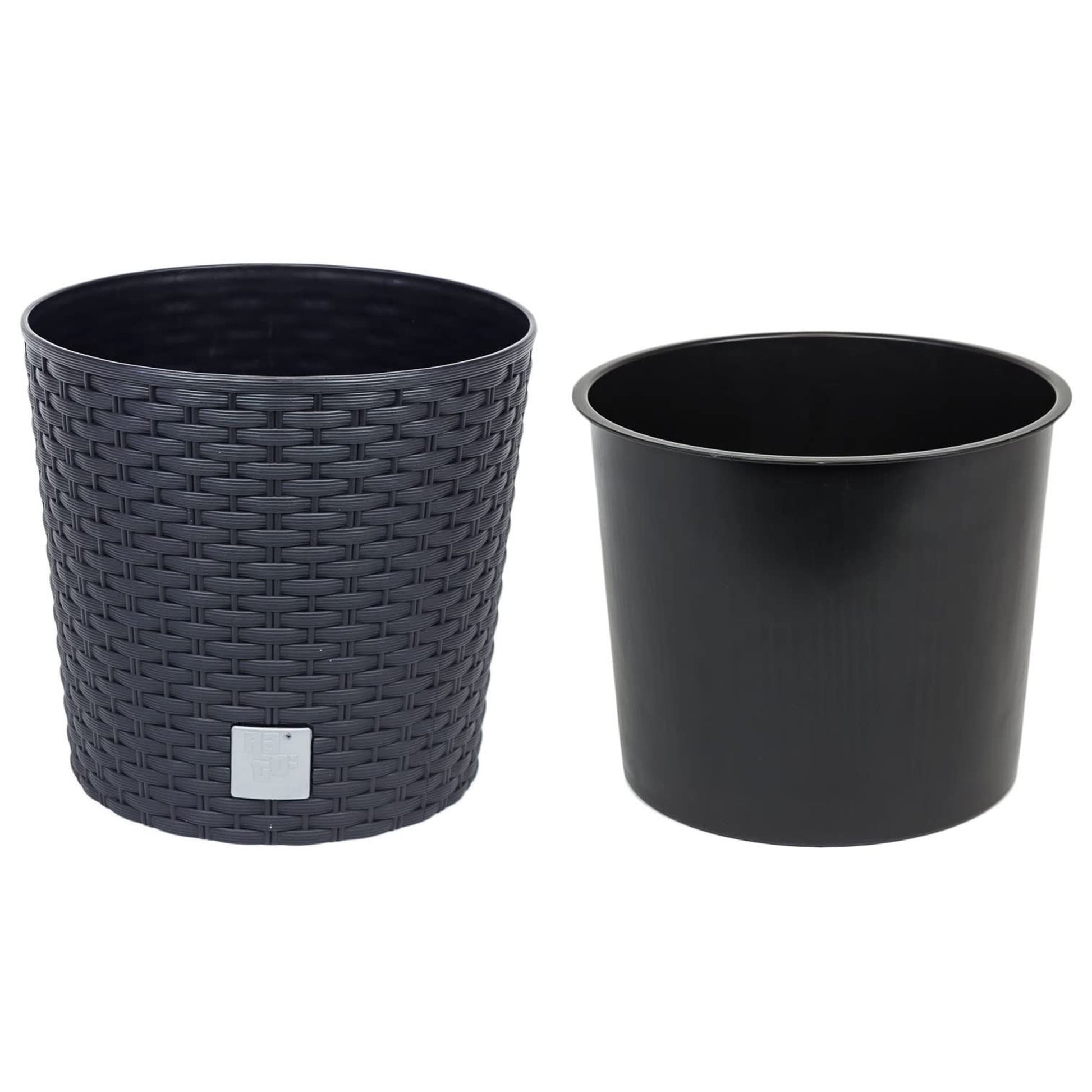 Maceta Redonda 4,7 Litros Rato Con Cubilete Para Plantar En Color Antracita 20 X 20 X 19 Cm_2