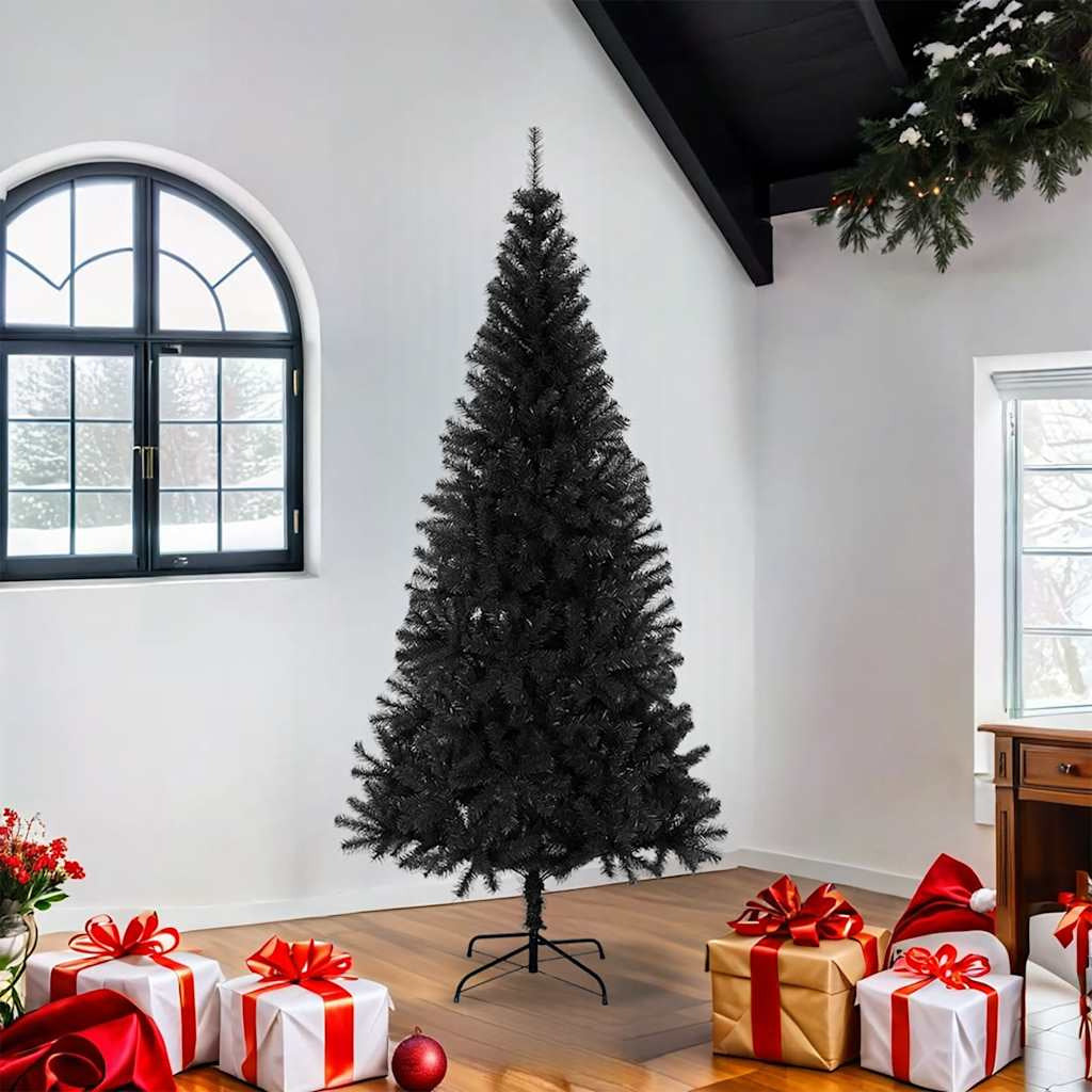 Vidaxl Árbol De Navidad Artificial Con Soporte Pvc Negro 180 Cm_1