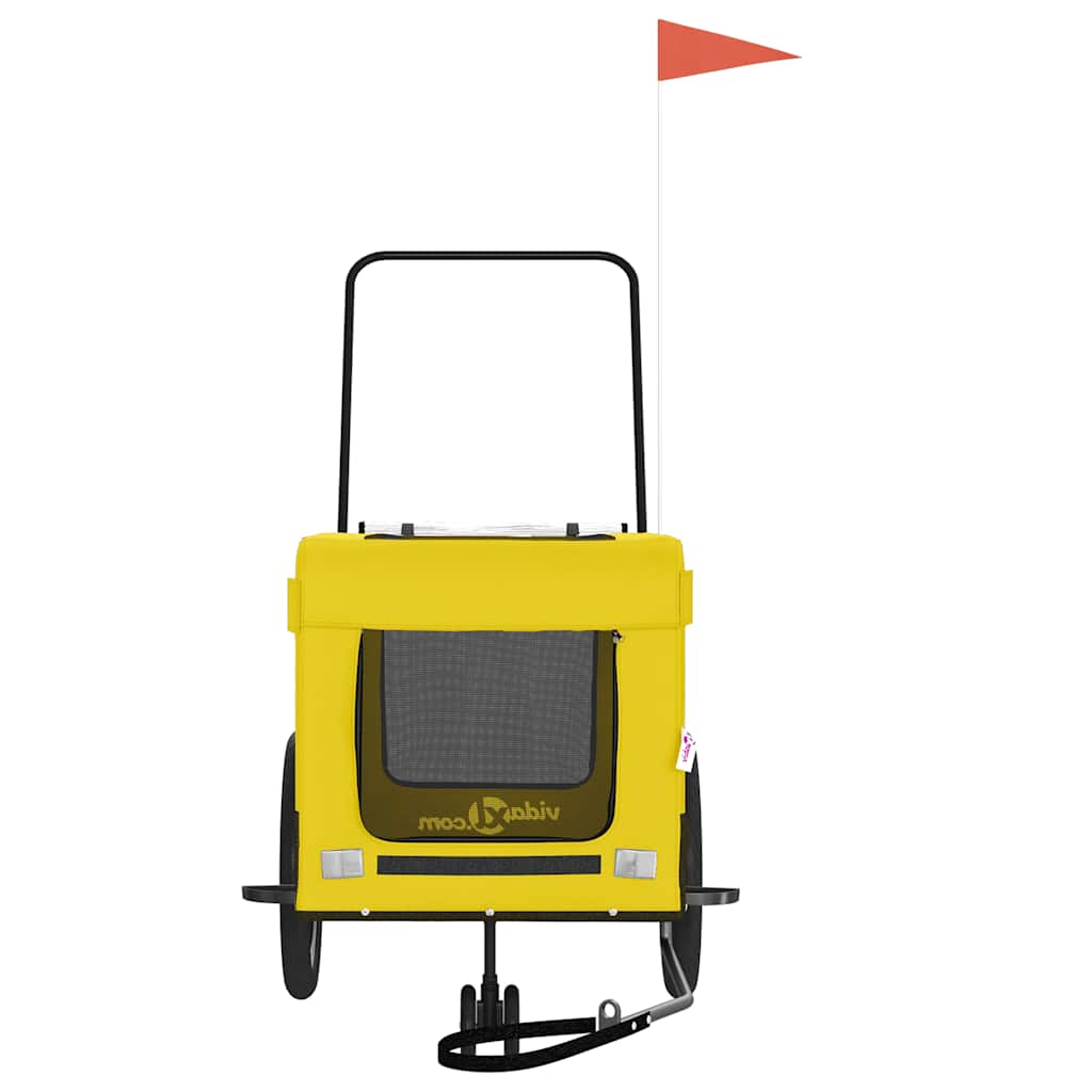 Remolque Bicicleta Mascotas Hierro Tela Oxford Amarillo Negro_4