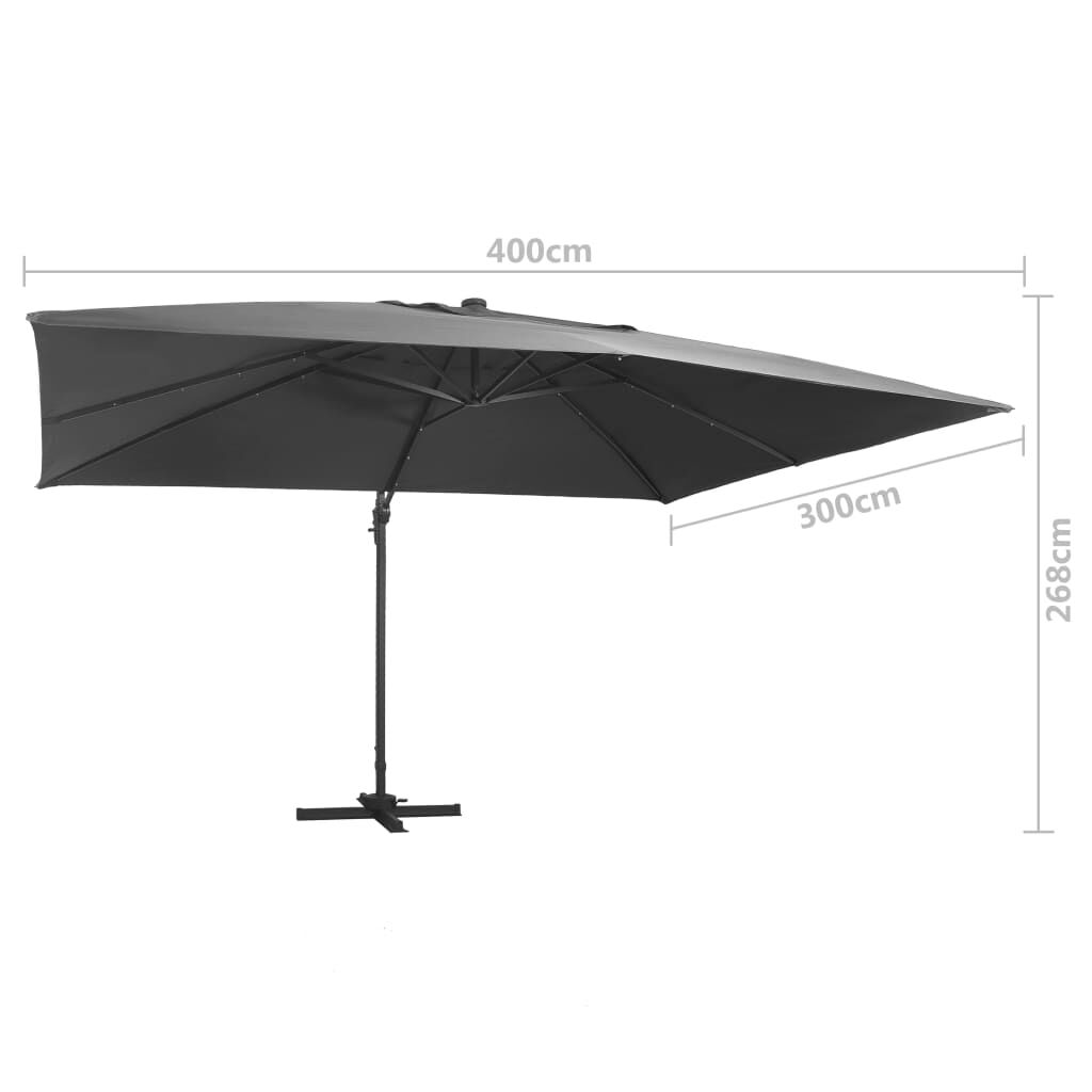 Vidaxl Sombrilla Voladiza Luces Led Poste Aluminio Antracita 4x3 M_2
