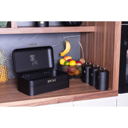 Panera De Mesa +juego 3 Botes Cocina Almacenaje Acero Inoxidable Contenedor De Pan  Con Tapa Berlinger Haus Black Silver, Acero Inoxidable / Negro_3