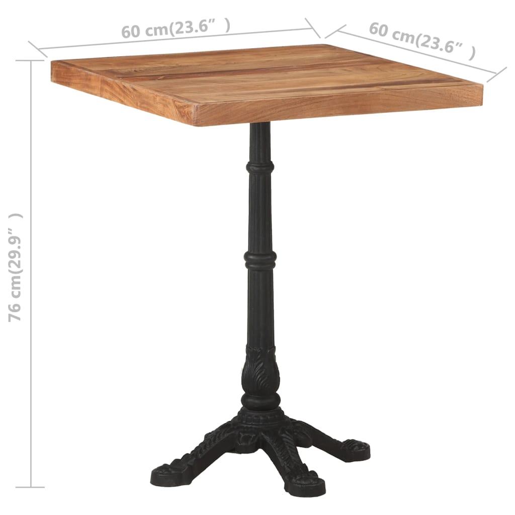 Mesa De Bistró Madera Maciza De Acacia 60x60x76 Cm_4