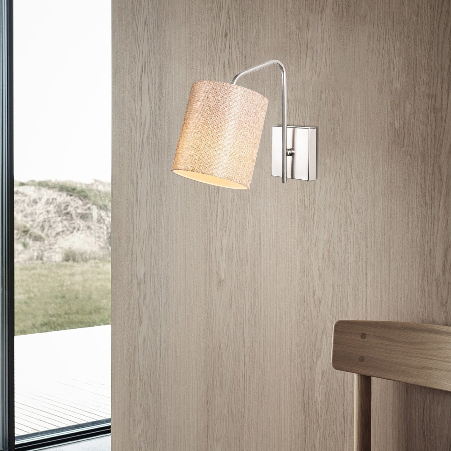 Aplique De Pared, Metal , Nickel crema, 14x27x24, Casquillo E 27 Max 40 W_5