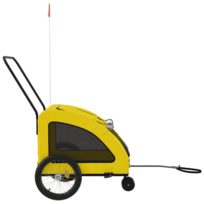 Remolque De Bicicleta Mascotas Hierro Tela Oxford Amarillo_5