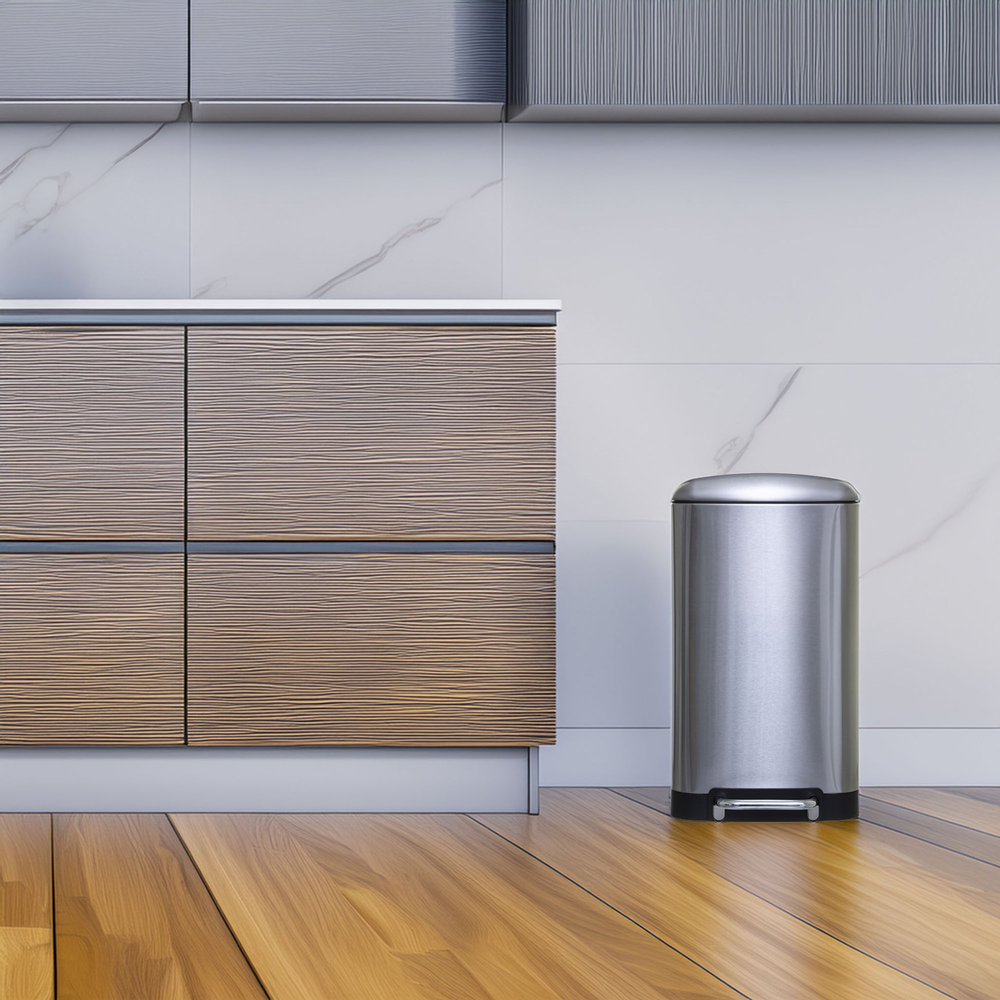 Wellhome Papelera Con Pedal De Metal 30l