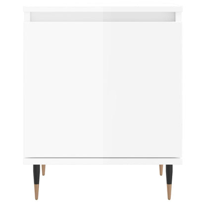 Mesita De Noche Madera De Ingeniería Blanco Brillo 40x30x50 Cm_3