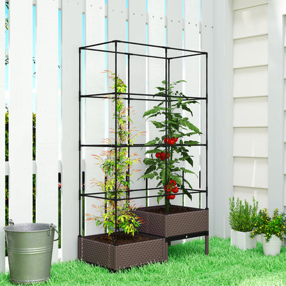Outsunny Jardinera Con Enrejado Metálico Para Plantas Trepadoras 100x50x174 Cm_3