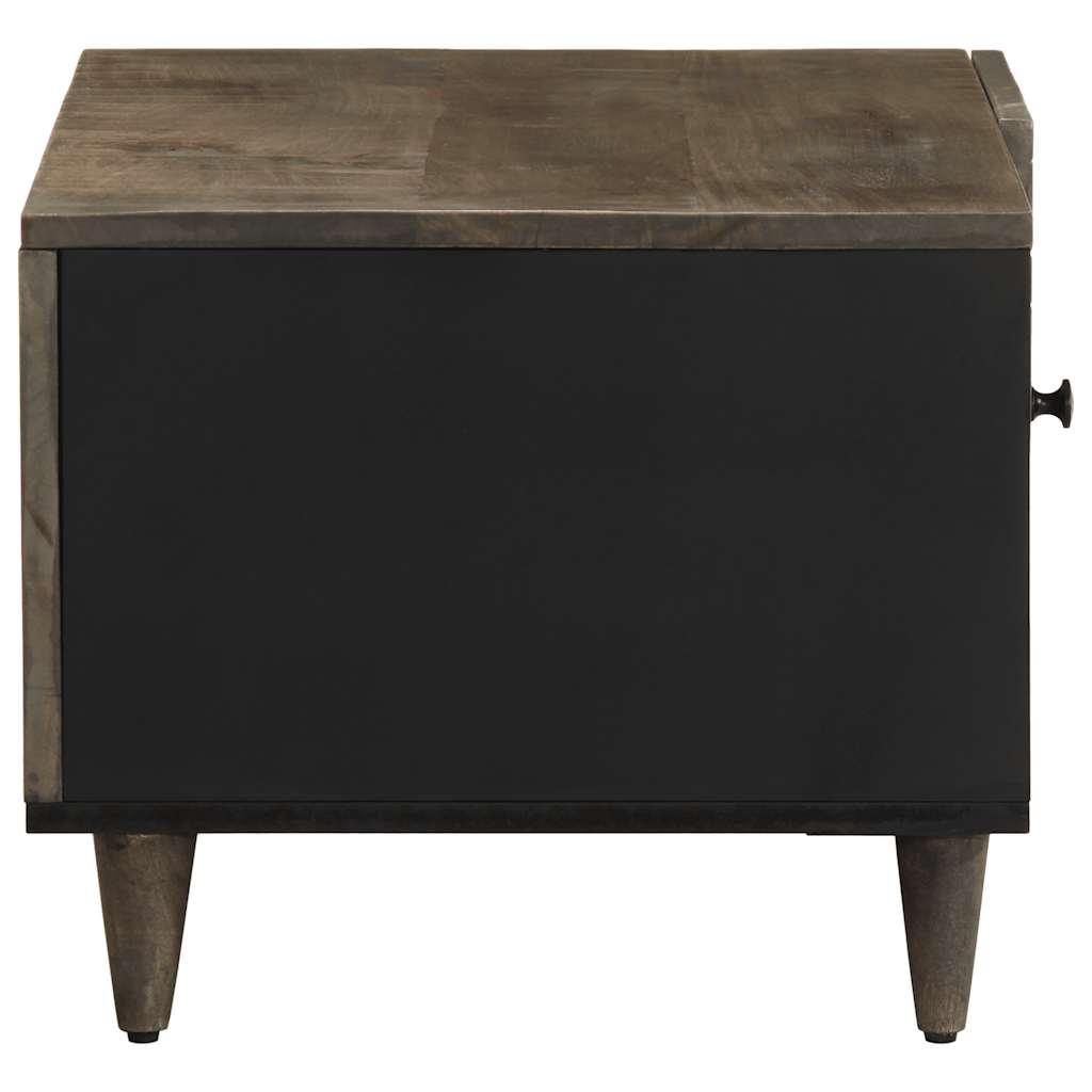 Mesa De Centro De Madera Maciza De Mango Gris Claro 80x50x40 Cm_2