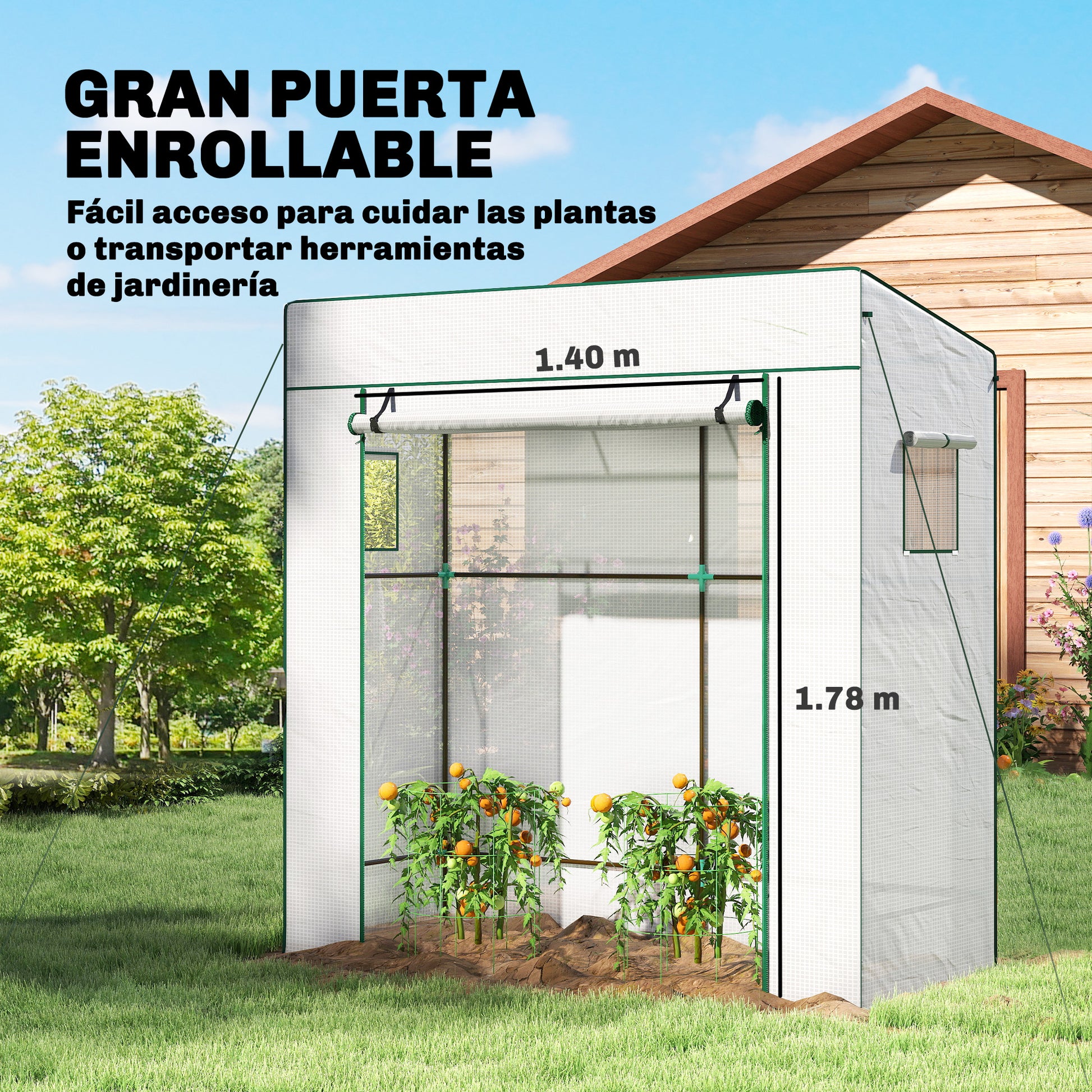 Outsunny Invernadero Pequeño Con Ventanas De Malla 196x77x197 Cm Blanco_4