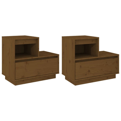 Mesitas De Noche 2 Uds Madera De Pino Marrón Miel 60x34x51 Cm_0