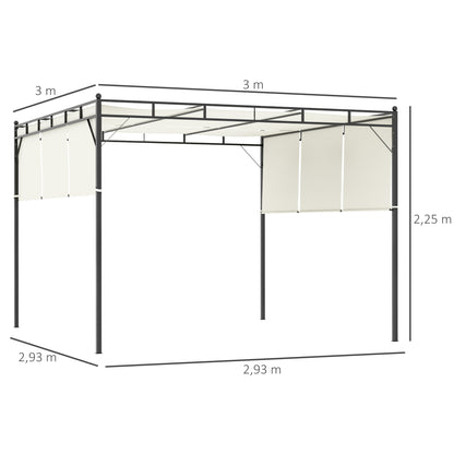 Outsunny Pérgola 3x3 M Cenador De Jardín Con Techo Retráctil Tela De Poliéster_2
