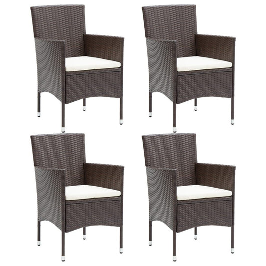 Vidaxl Sillas De Comedor Para Jardín 4 Unidades Ratán Sintético Marrón_0