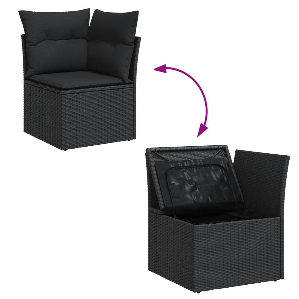 Set De Sofás De Jardín Con Cojines 9 Pzas Ratán Sintético Negro / Vetonek_3