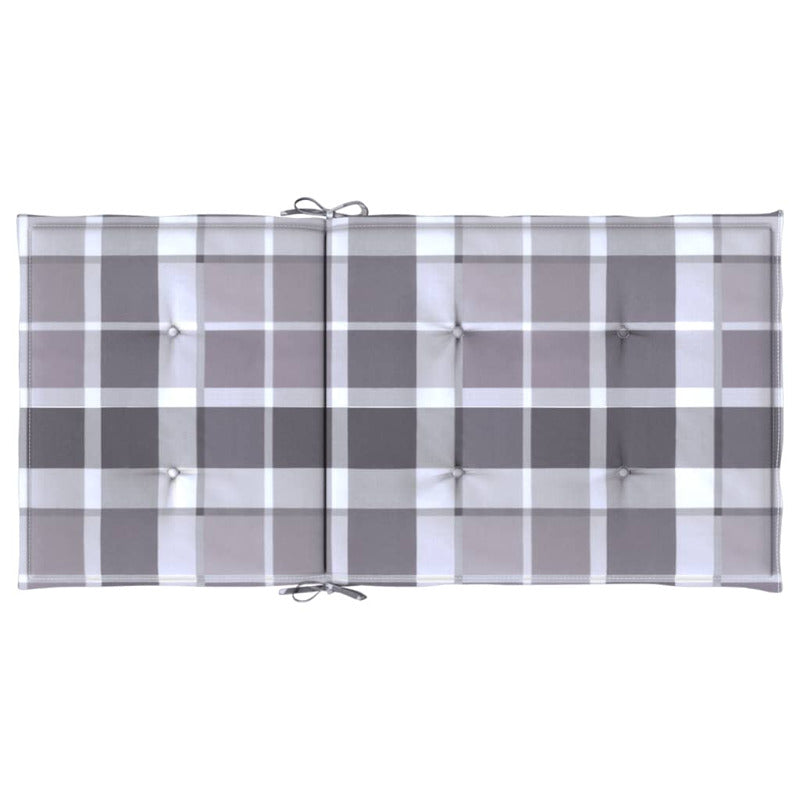 Vidaxl Cojín Silla De Jardín Respaldo Bajo 6 Uds Tela A Cuadros Gris_5