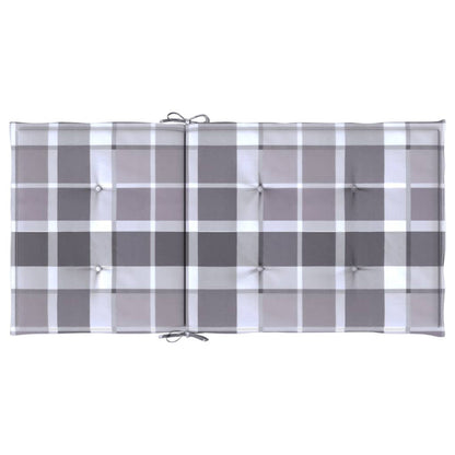 Vidaxl Cojín Silla De Jardín Respaldo Bajo 6 Uds Tela A Cuadros Gris_5