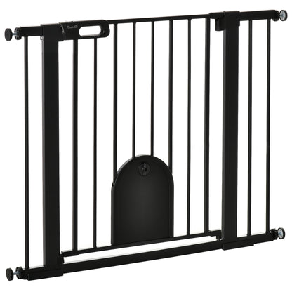 Pawhut Barrera De Seguridad 75-103cm Con 2 Extensiones Cierre Automático Negro_0