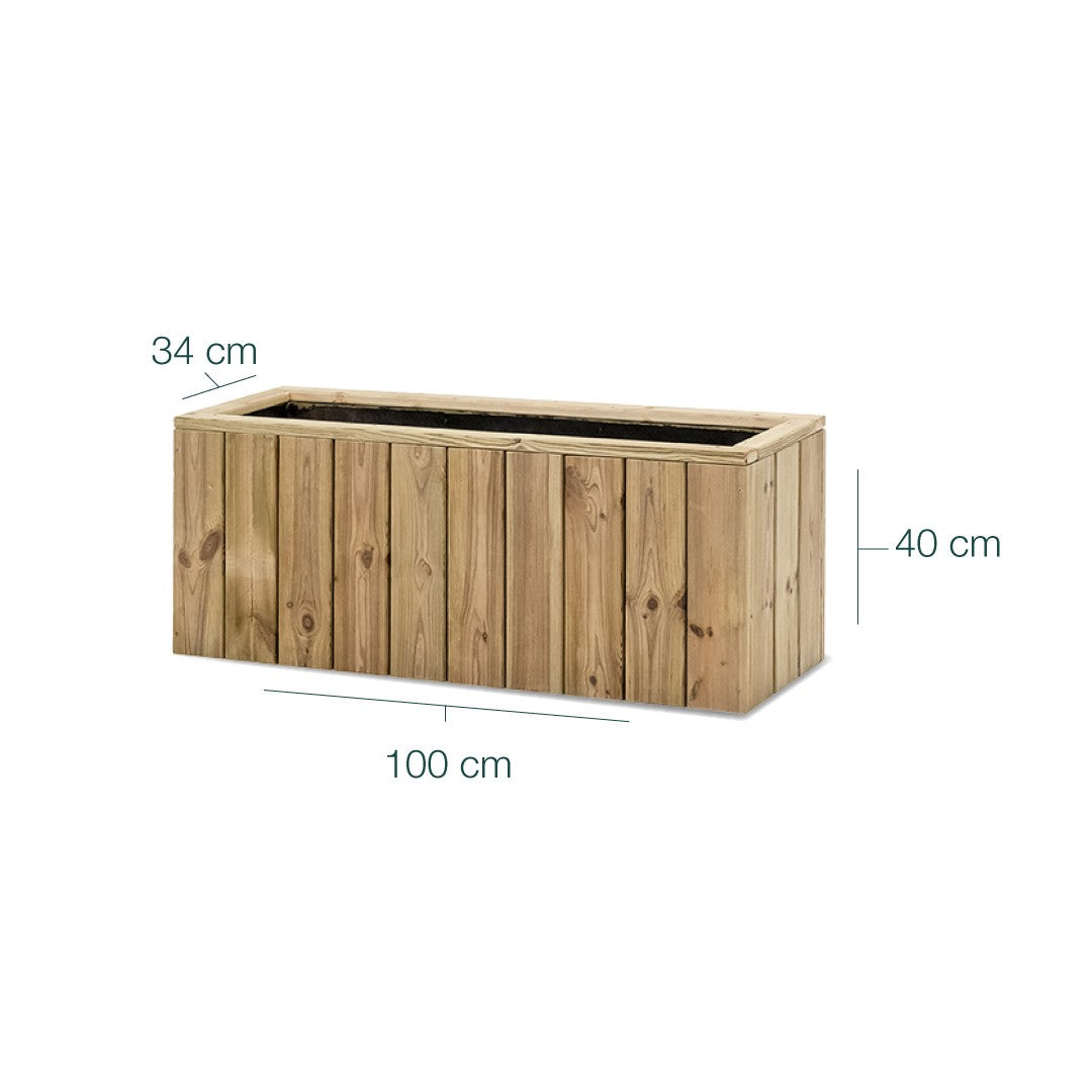 Jardinera De Madera Para Exterior 100x34x40 Cm Atrium Hortalia_5