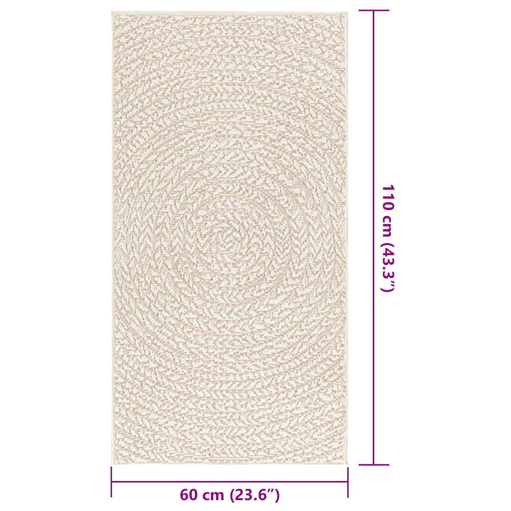 Vidaxl Alfombra Zizur Apariencia Yute Interior Exterior Crema 60x110cm_2