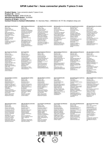 Conector De Manguera De Plástico T 5 Mm
