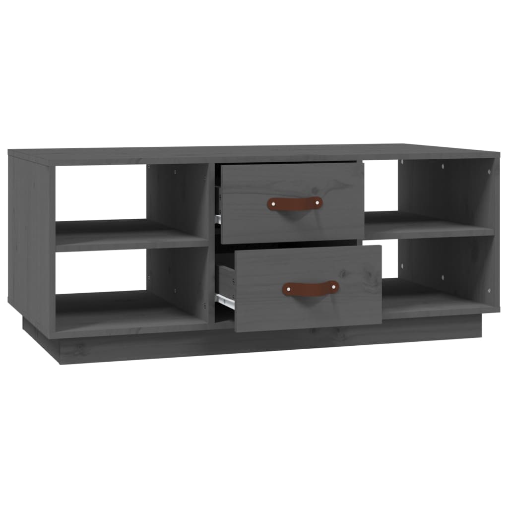 Mesa De Centro De Madera Maciza De Pino Gris 100x50x41 Cm_4