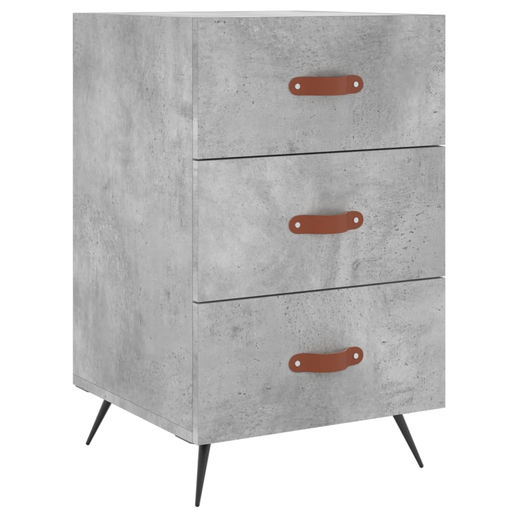 Mesita De Noche Madera De Ingeniería Gris Hormigón 40x40x66 Cm_0