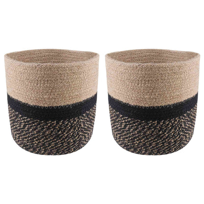 Set De Macetas De Planta 2 Uds. Natural Y Negro Ø 21 X 21 Cm_2