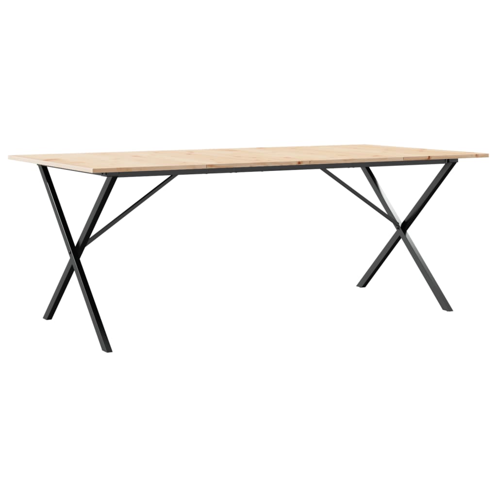 Mesa De Comedor Marco X Madera Maciza Pino Y Acero 200x100x75cm_0