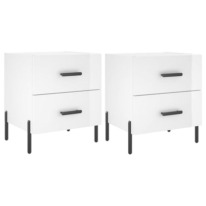 Mesita Noche 2 Uds Madera Ingeniería Blanco Brillo 40x35x47,5cm_0