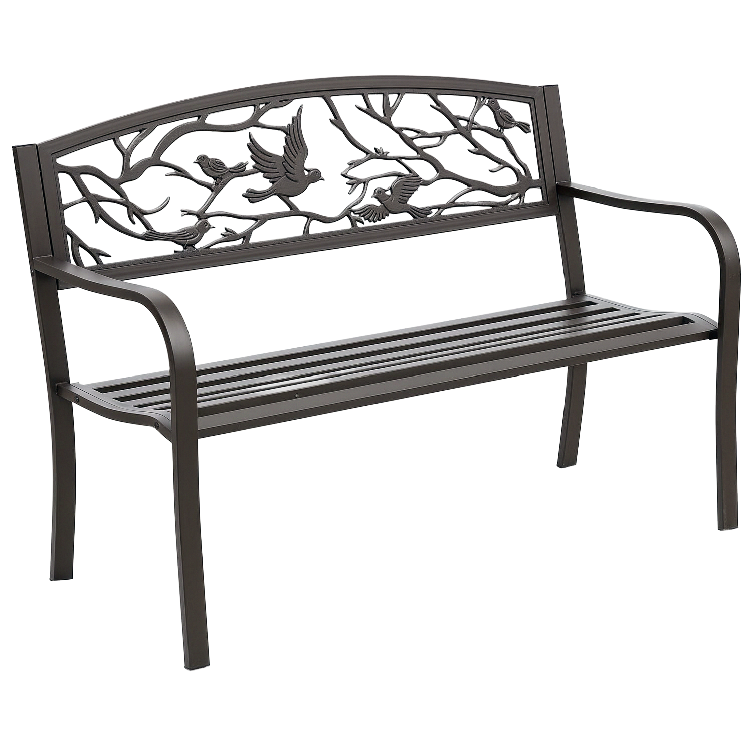 Outsunny Banco De Jardín Con Respaldo Con Imagen De Animales 127x60x85 Cm Marrón_0