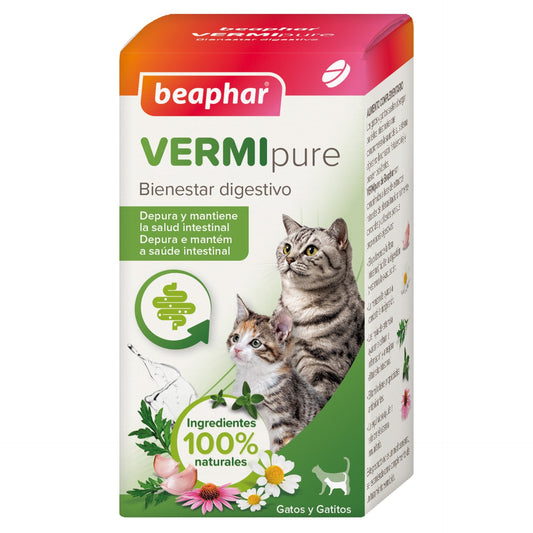 Beaphar VERMIpure Comprimidos antiparasitarios naturales gatos y gatitos 50 comprimidos