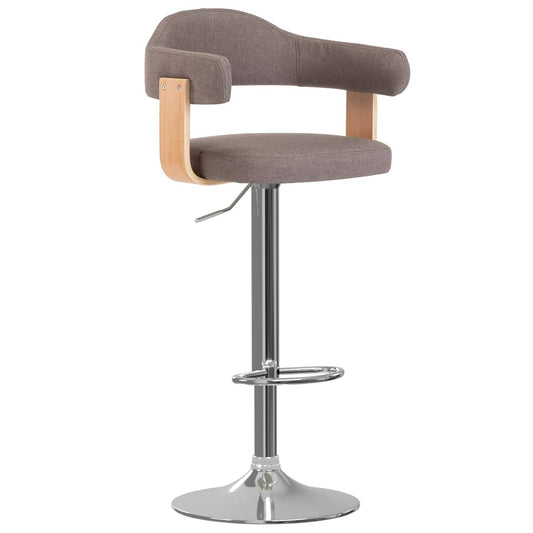 Taburetes De Bar 2 Unidades Gris Taupe Madera Curvada Y Tela_0