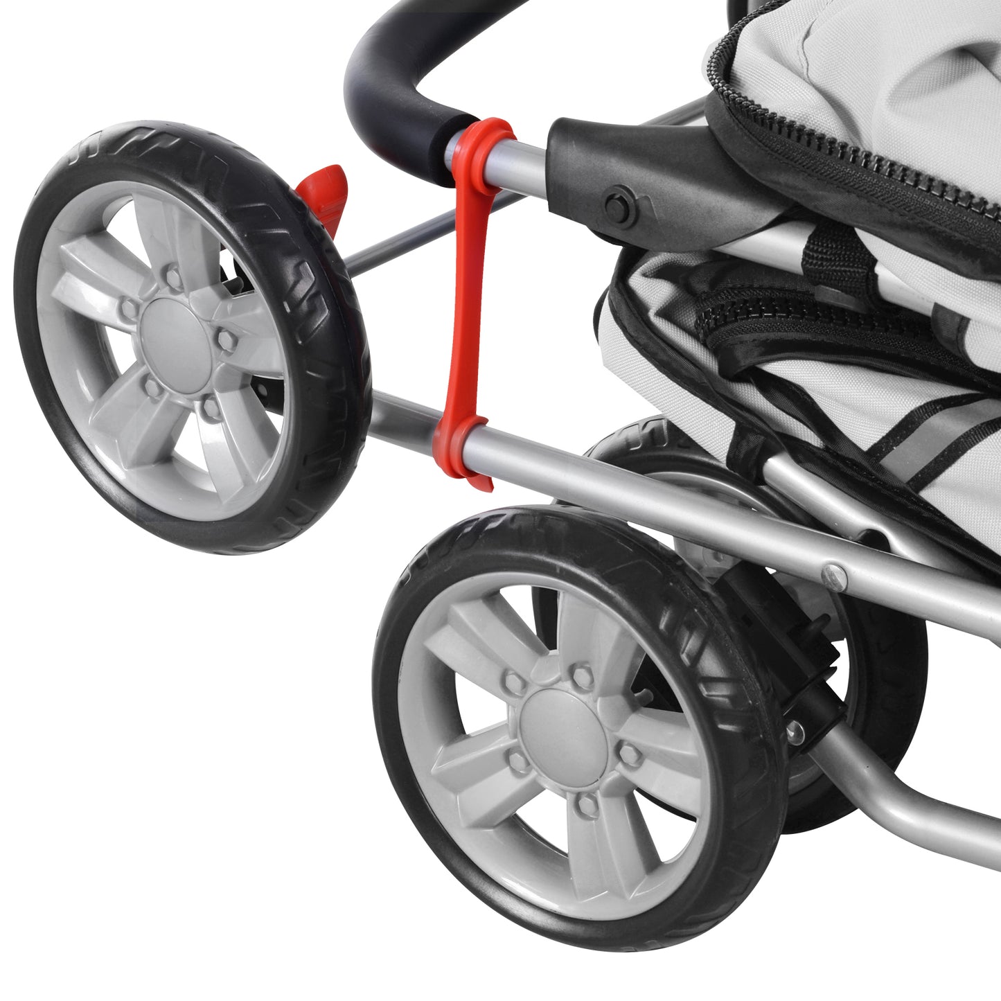 Pawhut Carrito Para Perros Plegable Con Toldo Ajustable 75x45x97 Cm Gris_4
