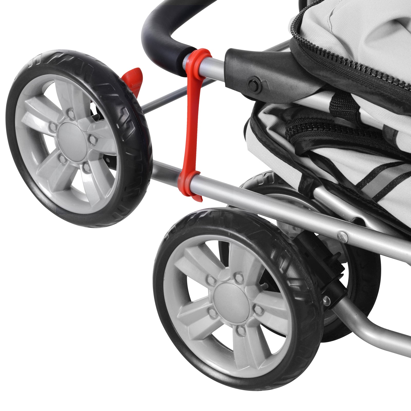 Pawhut Carrito Para Perros Plegable Con Toldo Ajustable 75x45x97 Cm Gris_4