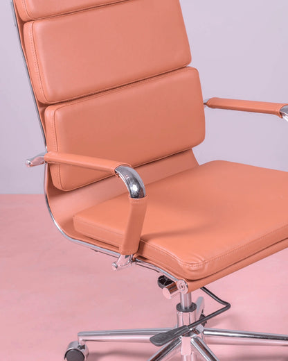 Silla De Oficina Con Ruedas Y Respaldo Alto Acolchado En Polipiel - Alu S_2