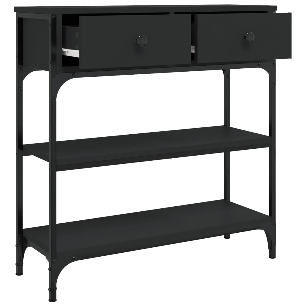 Mesa Consola Madera De Ingeniería Negra 72,5x25x75 Cm_3