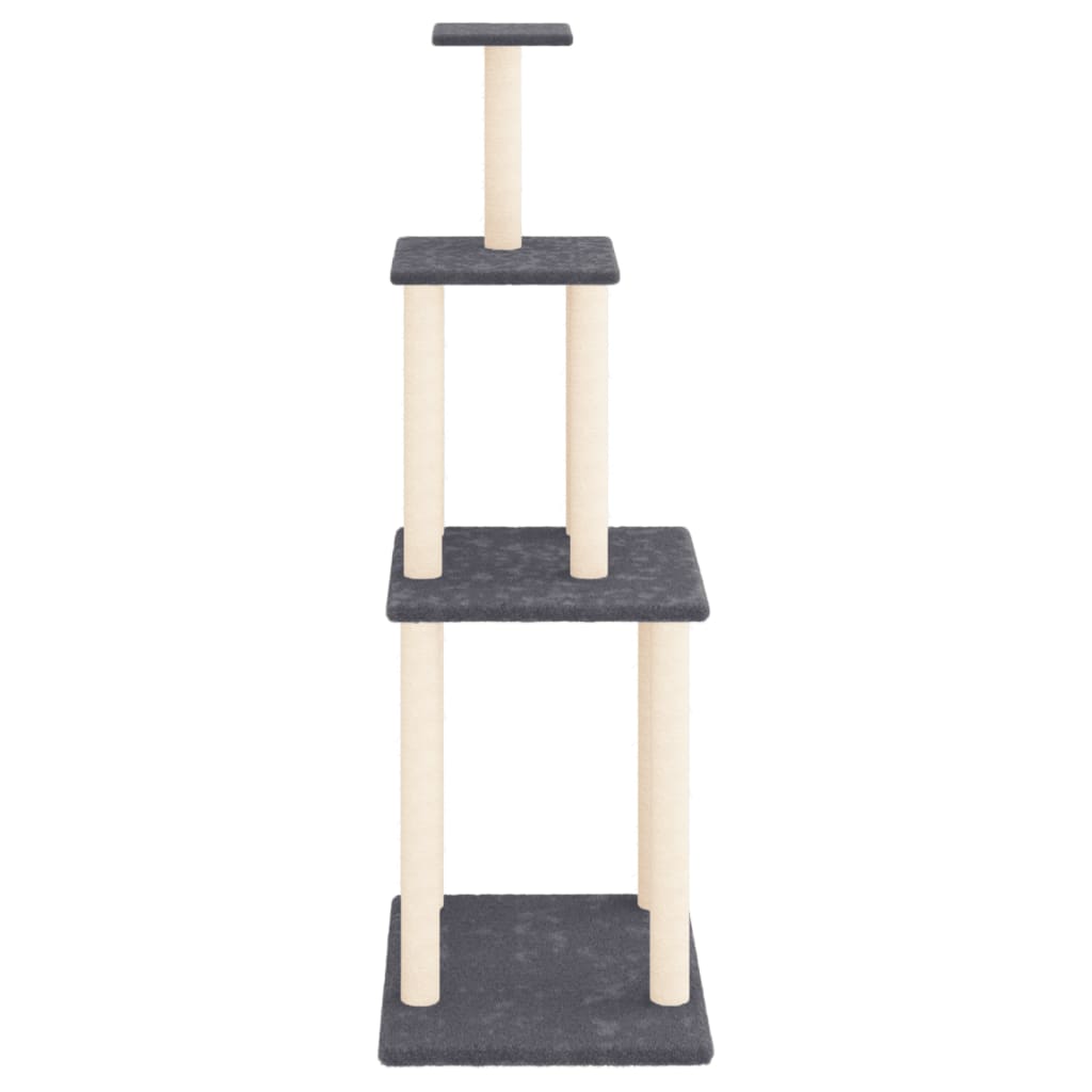 Rascador Para Gatos Con Postes De Sisal Gris Oscuro 149 Cm_2