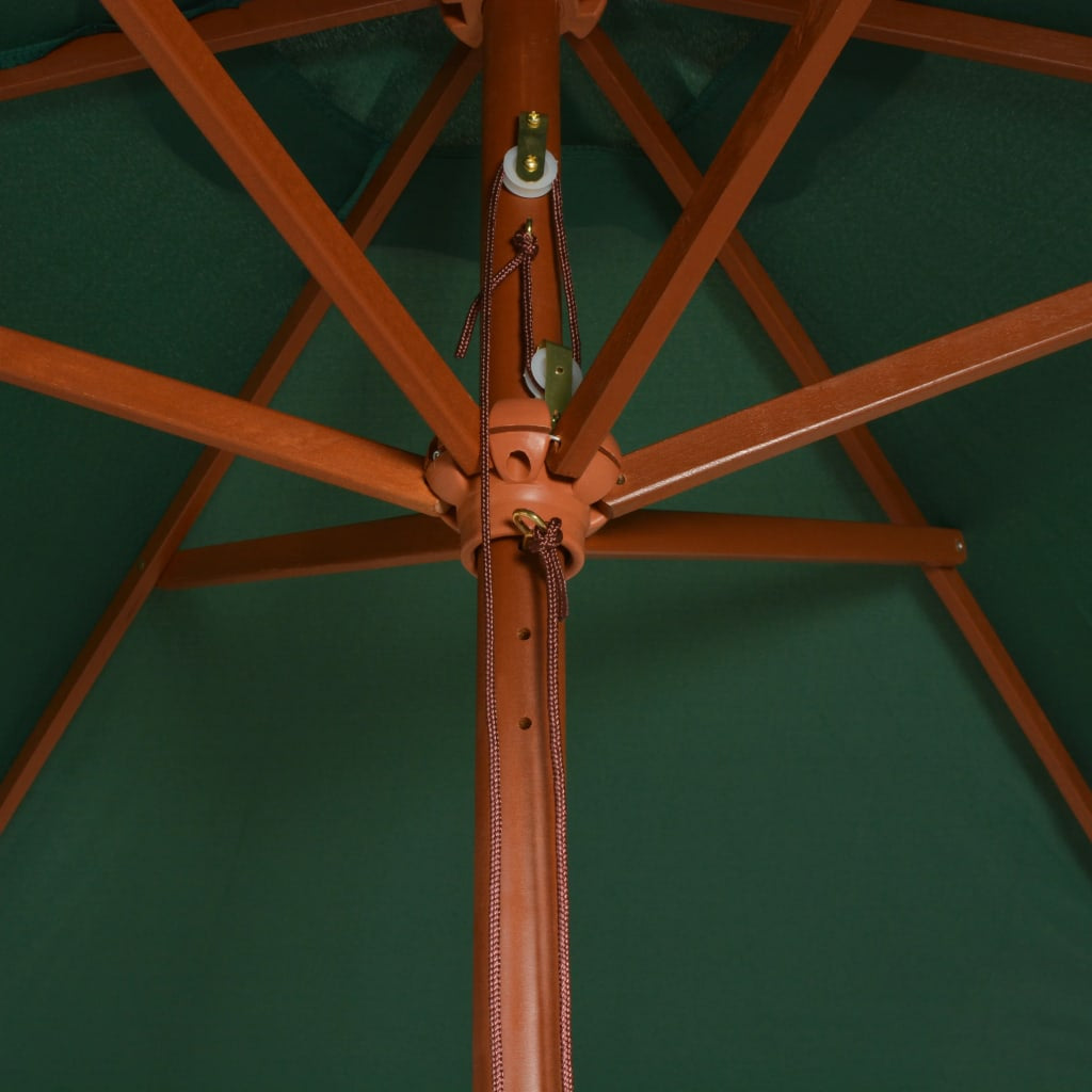 Vidaxl Sombrilla Con Palo De Madera Verde 270x270 Cm_3