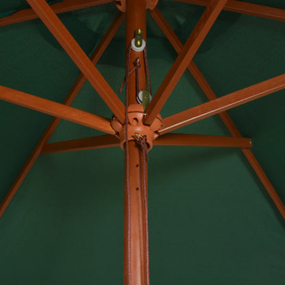 Vidaxl Sombrilla Con Palo De Madera Verde 270x270 Cm_3