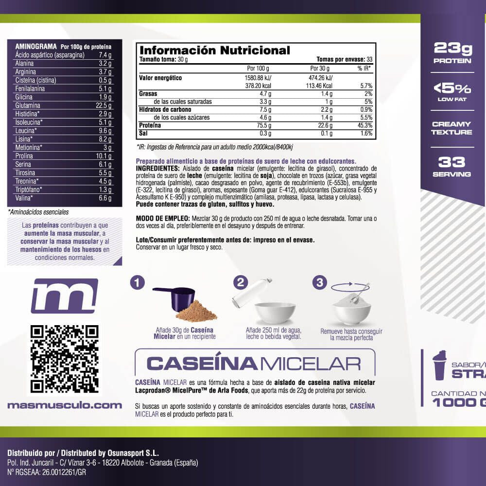 Caseína Micelar Nativa Micelpure™ - 1kg - Stracciatella - Ayuda A Mantener La Masa Muscula - Masmusculo_4