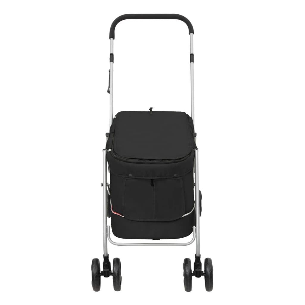 Vidaxl Cochecito Para Perros Plegable Tela Lino Negro 100x49x96 Cm_3