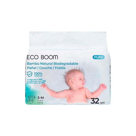 Pañal de Bambú Pure Premium ECO BOOM T3 (6 a 10 Kg) 32 uds