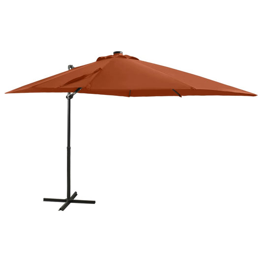 Vidaxl Sombrilla Jardín Voladiza Con Palo Y Luces Led Terracota 250 Cm_0
