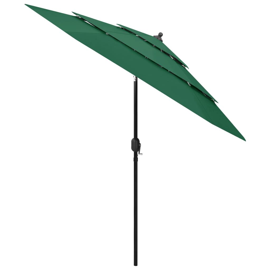 Vidaxl Sombrilla Jardín De 3 Niveles Con Palo De Aluminio Verde 2,5 M_1