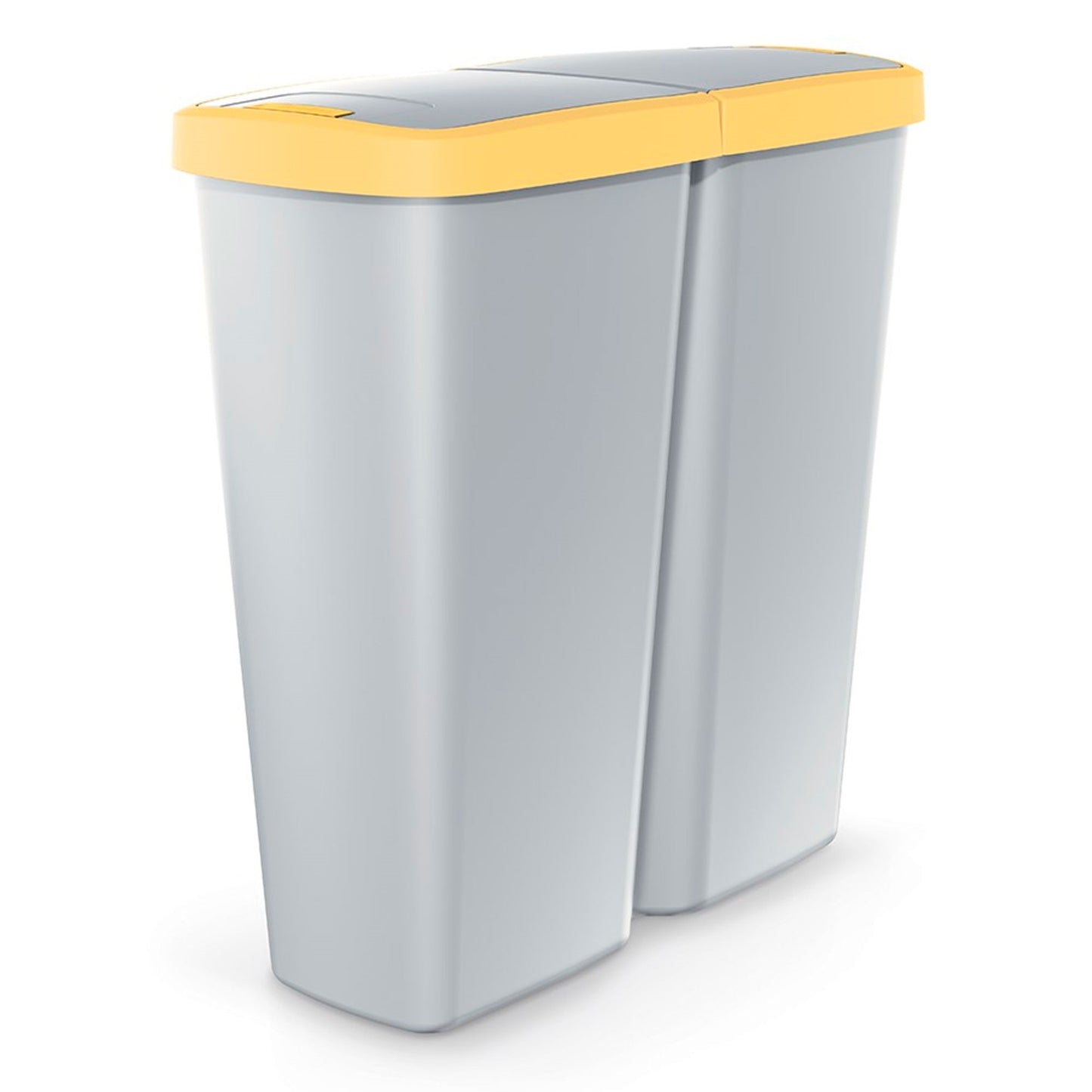 Papelera Con 2 Tapas Independientes De 50l Blanco Y Amarillo_0