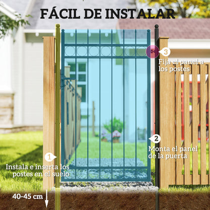 Outsunny Puerta De Jardín 147,5x89 Cm Con Asa Cerradura Y 3 Llaves Negro_5