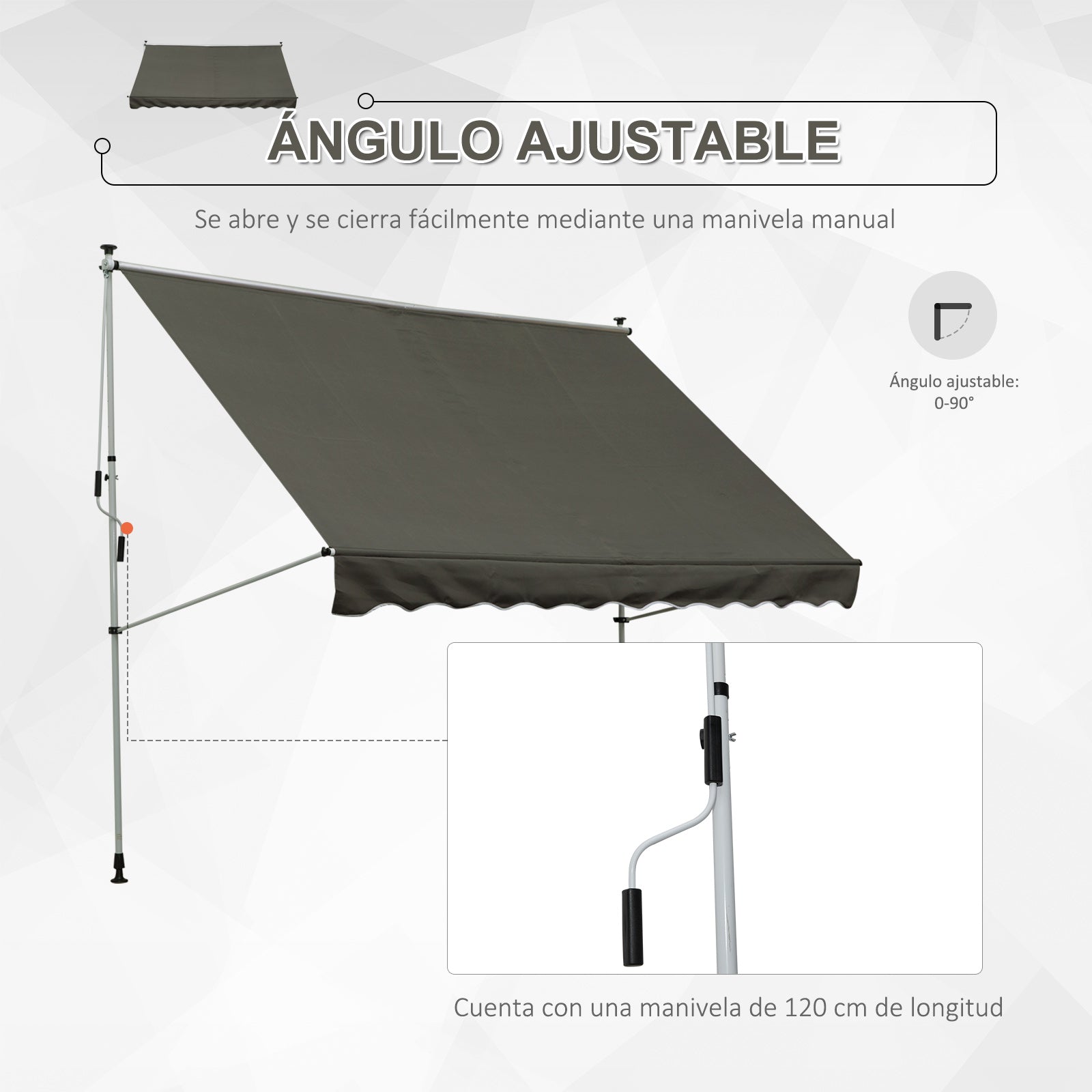 Outsunny Toldo Manual Retráctil 3x1_5