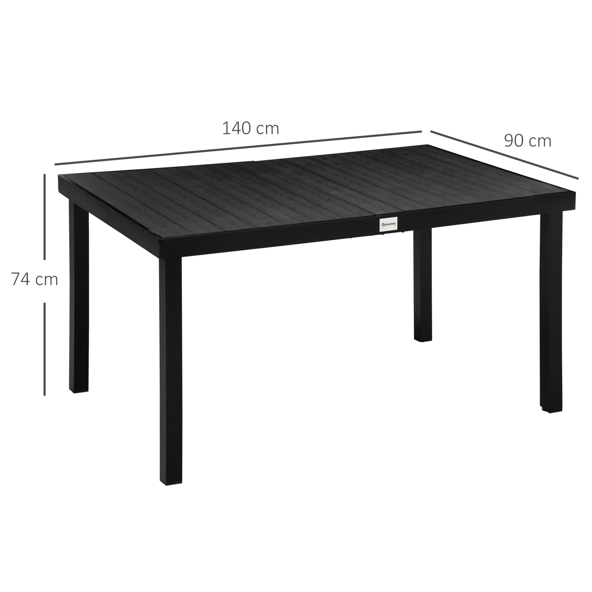 Outsunny Mesa De Jardín De Aluminio Mesa De Comedor Para 6 Personas 140x90x74 Cm_2